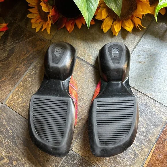 Art Effects Tropical Stripe Fabric Bow Sandals/Slides - Picture 7 of 7